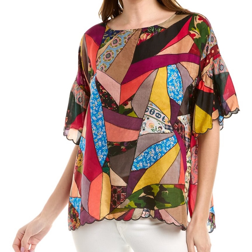 Johnny Was Multicolor Patchwork Blouse - image 2